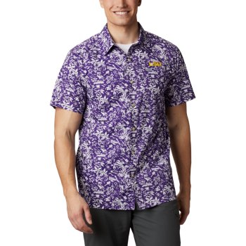 Columbia Overhemd Heren, Collegiate PFG Super Slack Tide - LSU Paars, 97AJKMDHF